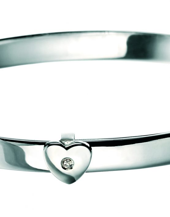 D for Diamond Sterling Silver Plain Christening Bangle  Christopher Diggle  Jewellers