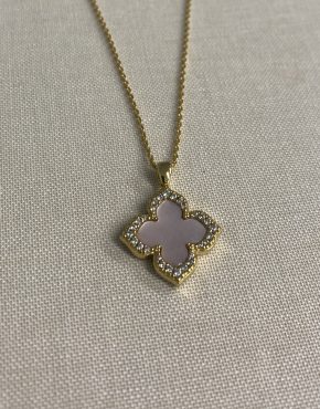 Clover DESIGN  - 18ct YELLOW gold plated mother of pearl necklace