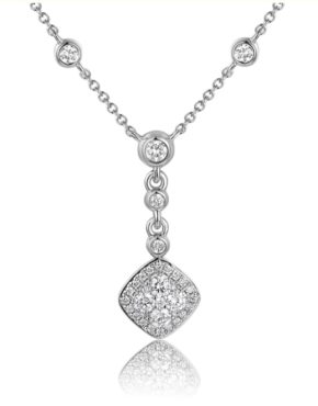 GUY WAKELING SIGNATURE COLLECTION // 18 CT WHITE GOLD DIAMOND DROP NECKLACE